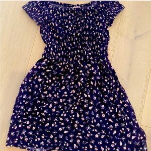 rouched, off the shoulder mossimo supply co purple floral dress.